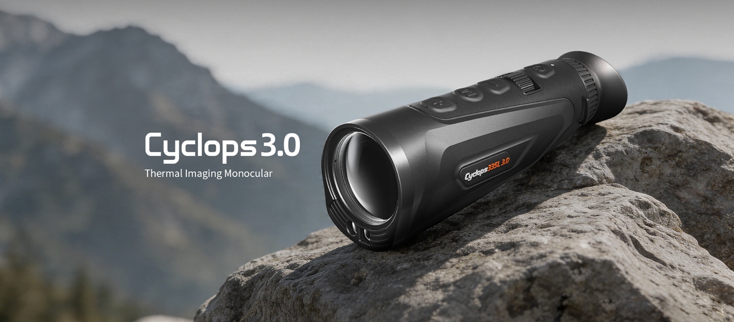 Тепловизор ThermTec Cyclops 335L 3.0 во время наблюдения за открытой местностью в условиях ограниченной видимости